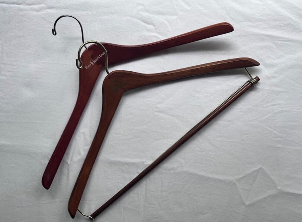 Vintage Ralph Lauren Wood Hangers One Suit and One Shirt Jacket Set of 2